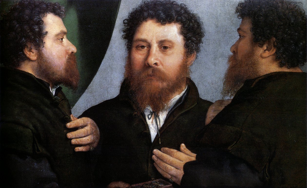 Egy aranyműves hármas portréja (Bartolomeo Carpan) alkotó: Lorenzo Lotto