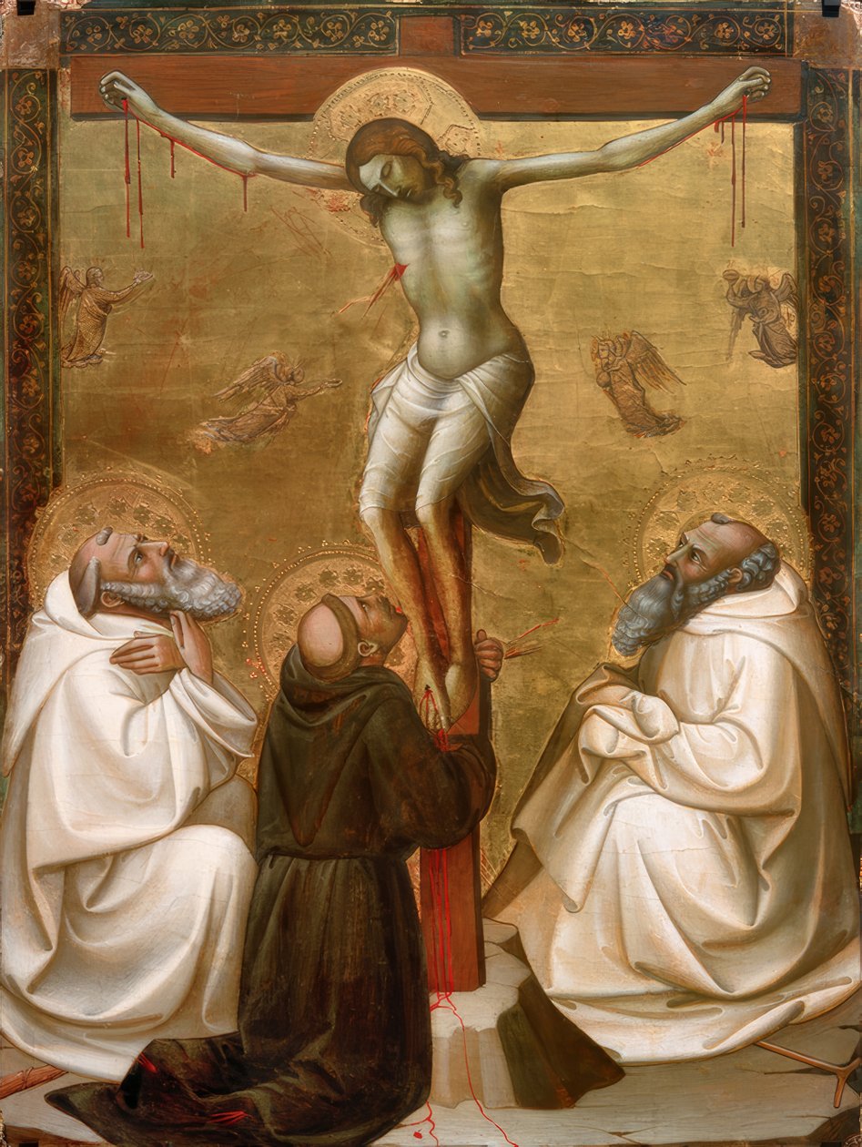 Krisztus a keresztfán Szent Benedekkel, Szent Ferenccel és Szent Romualddal alkotó: Lorenzo Monaco
