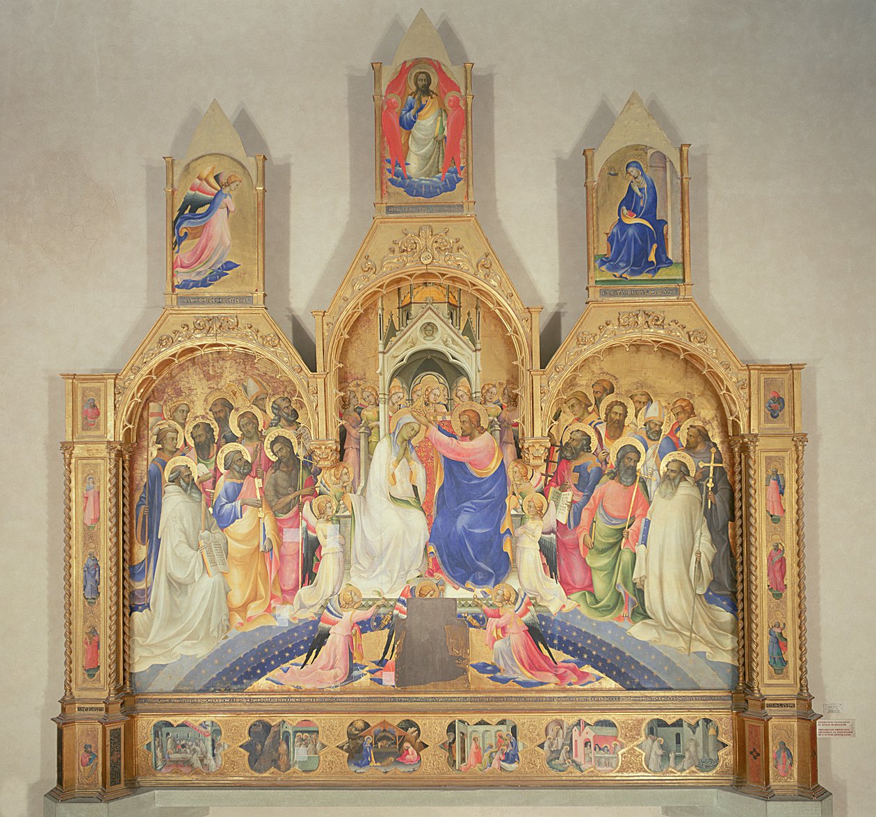 Szűz koronázása, 1414 (tempera fa, arany háttér) alkotó: Lorenzo Monaco