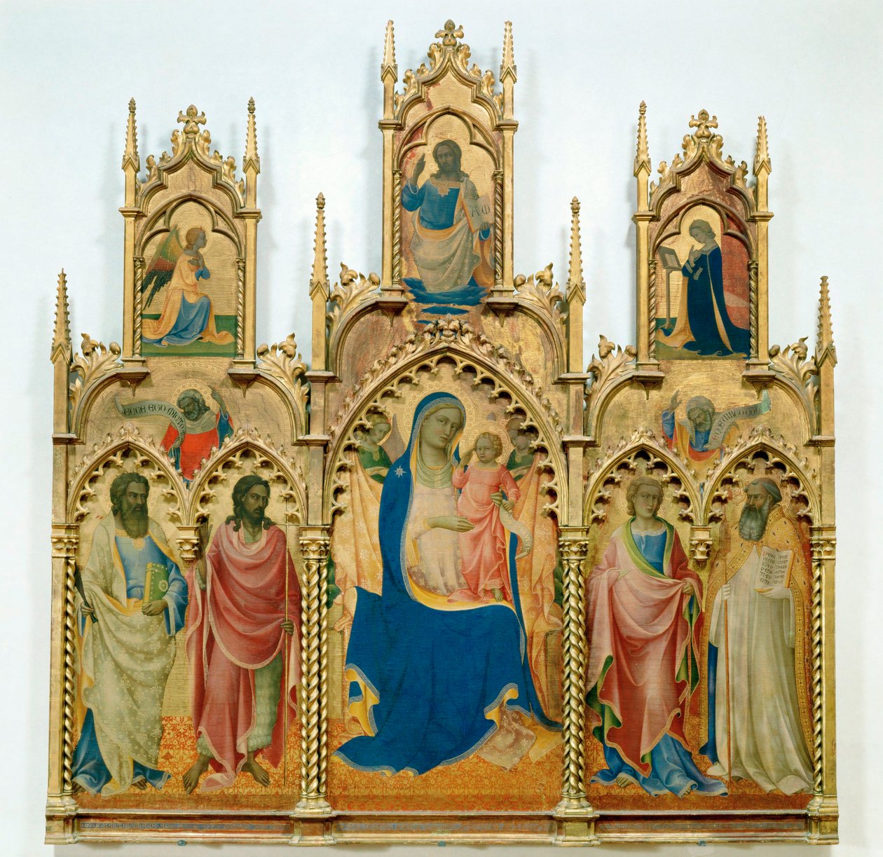 Madonna és a kis Jézus, szentek;top: Tempera, fára) alkotó: Lorenzo Monaco