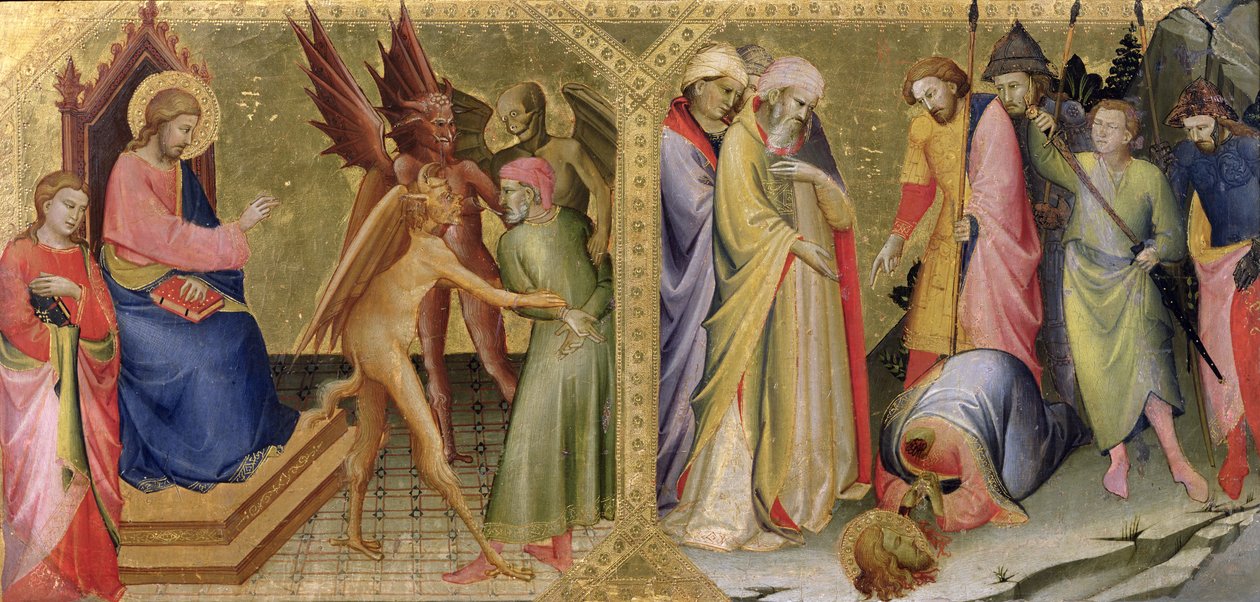 Szent Jakab és Hermogenész és Szent Jakab vértanúsága, predella panel a firenzei Santa Maria degli Angeli Nobili-kápolna oltárképéről alkotó: Lorenzo Monaco