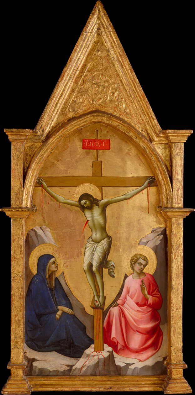 A keresztre feszített Krisztus a Szűz és Szent János evangélista között, kb. 1406. alkotó: Lorenzo Monaco