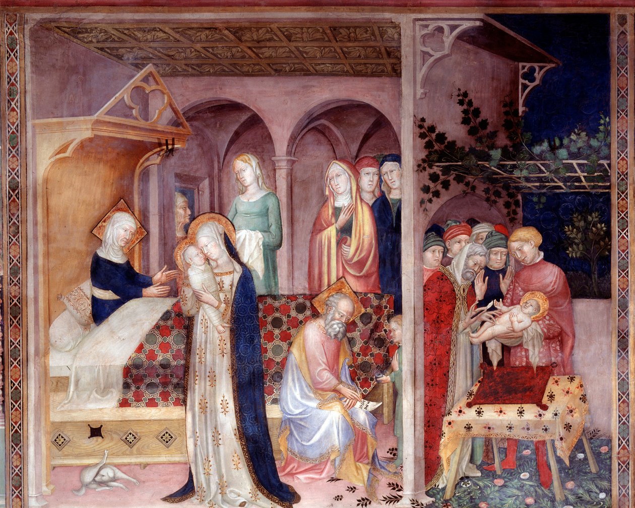 Keresztelő Szent János születése és körülmetélése (Fresco alkotó: Lorenzo Salimbeni