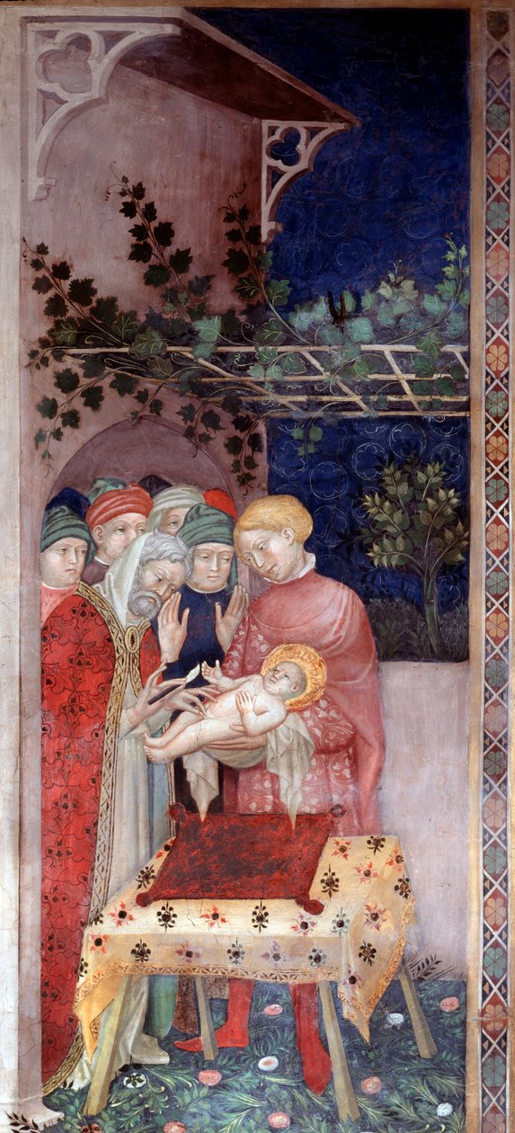 Keresztelő Szent János körülmetélése (freskó alkotó: Lorenzo Salimbeni
