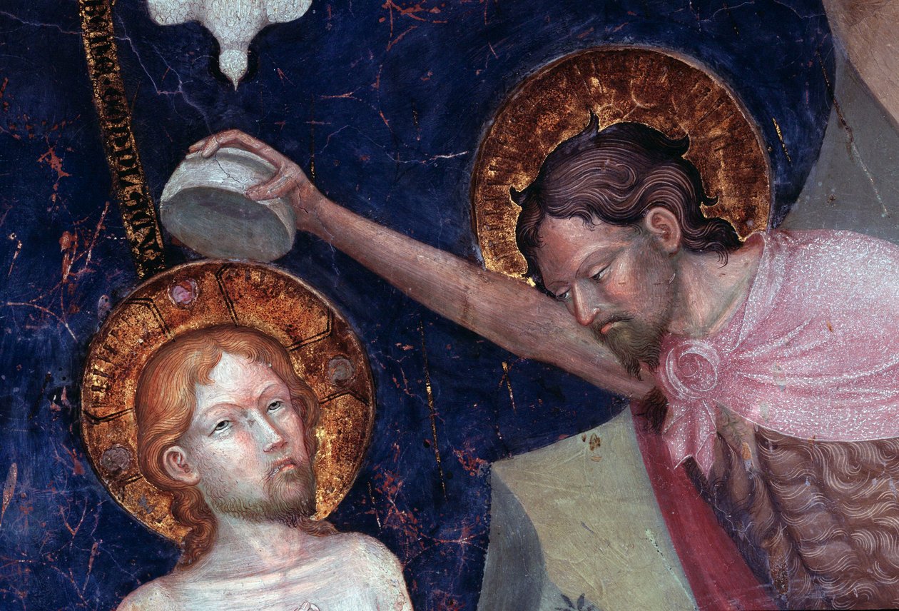 Keresztelő Szent János Jézust megkeresztelve, részlet (Freskó alkotó: Lorenzo Salimbeni