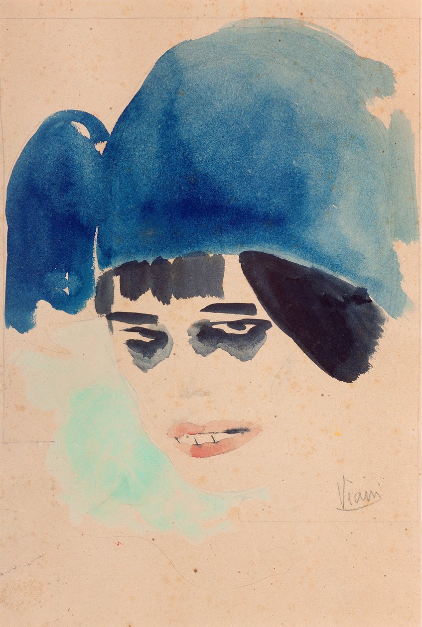 Portré, 1912 körül (akvarell és ceruza papíron) alkotó: Lorenzo Viani