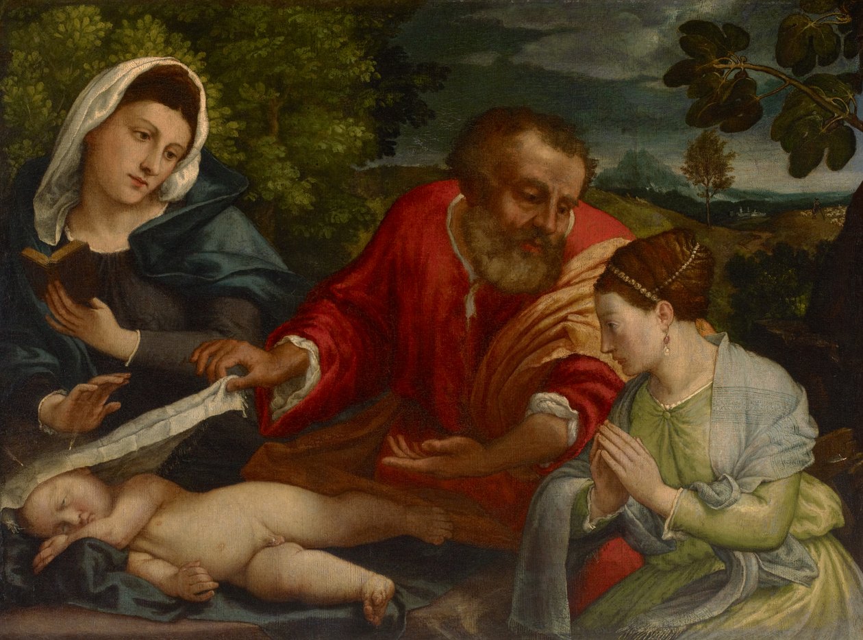 A Szent Család Donatrixszal Alexandriai Szent Katalinként, 1540-1545 alkotó: Lorenzo attr. to Lotto
