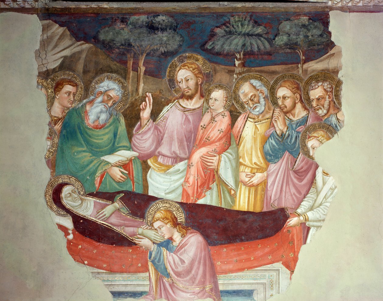 A Szűz elaludása vagy halála (freskó alkotó: Lorenzo di Bicci