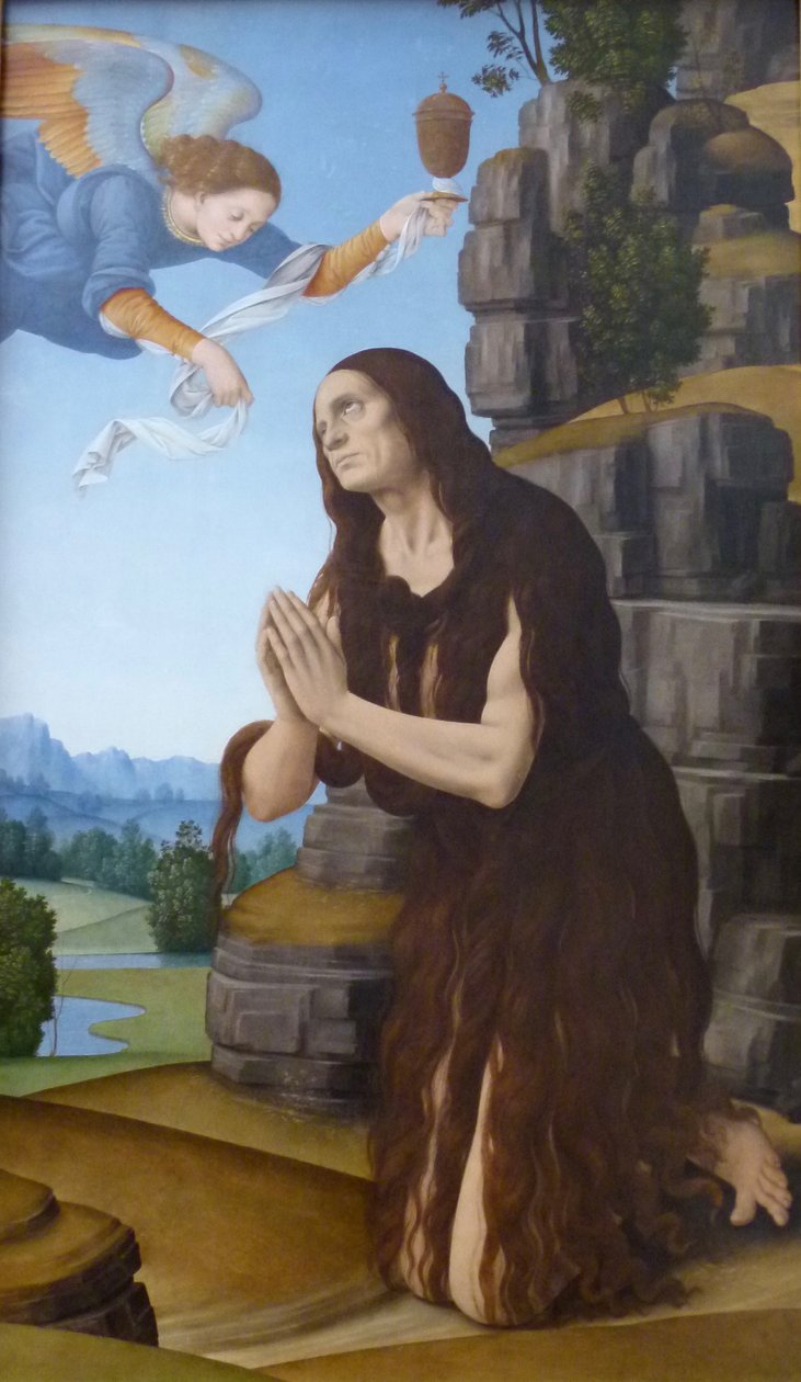 Német: Die heilige Maria Ägyptiaca Egyiptomi Szent Mária alkotó: Lorenzo di Credi