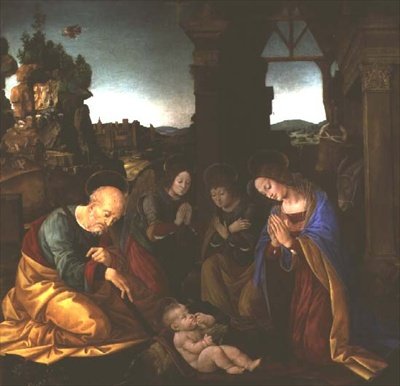 Madonna imádja a Krisztus gyermekét alkotó: Lorenzo di Credi