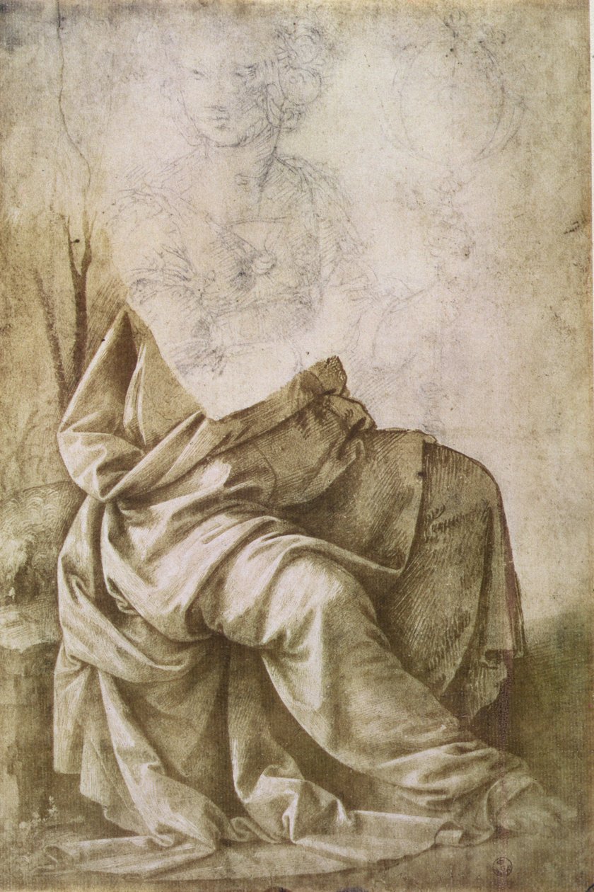 A csillagászatot ábrázoló figura tanulmányozása (toll és tinta mosással) alkotó: Lorenzo di Credi