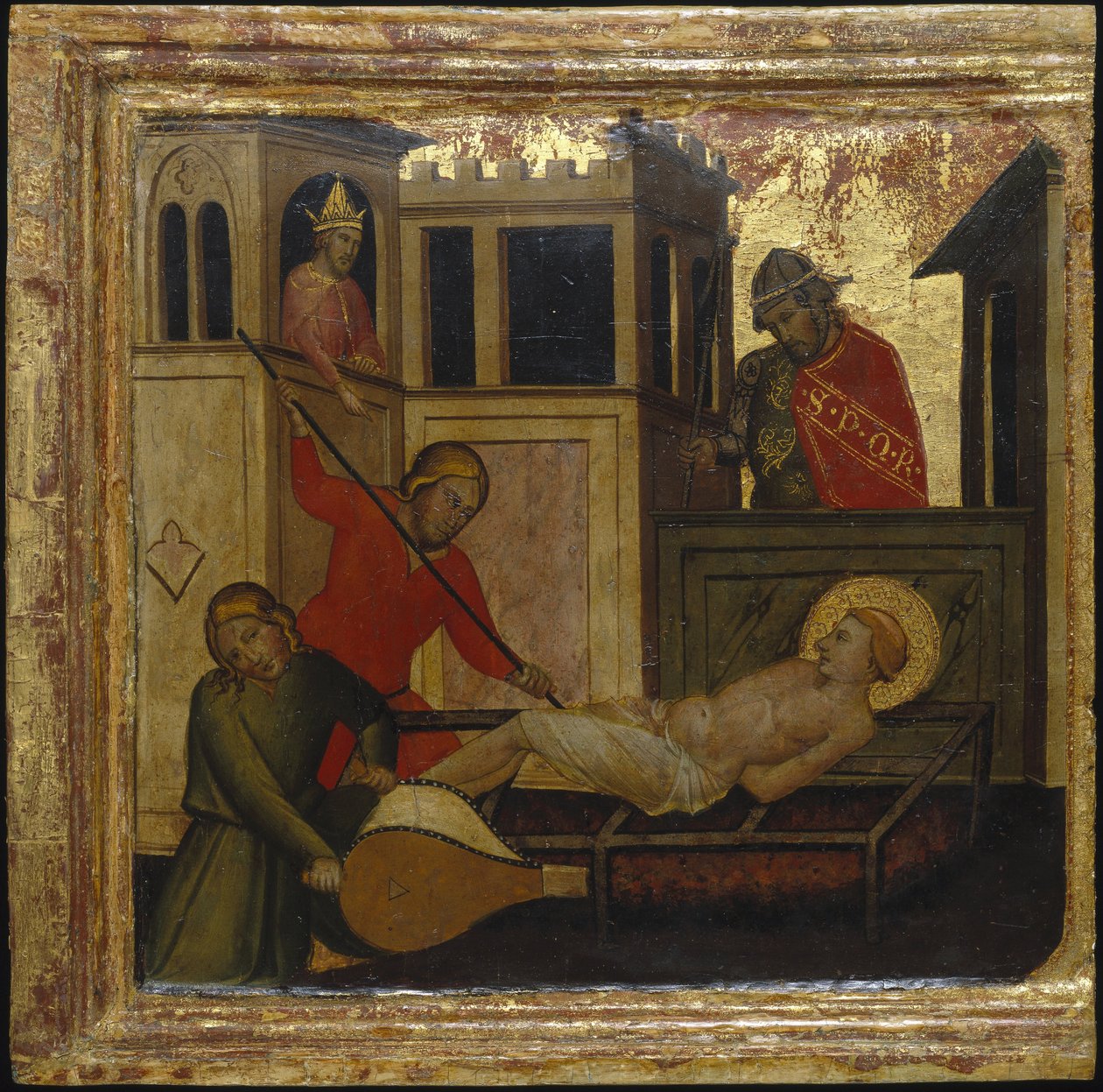 Szent Lőrinc mártíromsága. Jelenetek Szent Lőrinc életéből, predella, 1412 körül alkotó: Lorenzo di Niccolò
