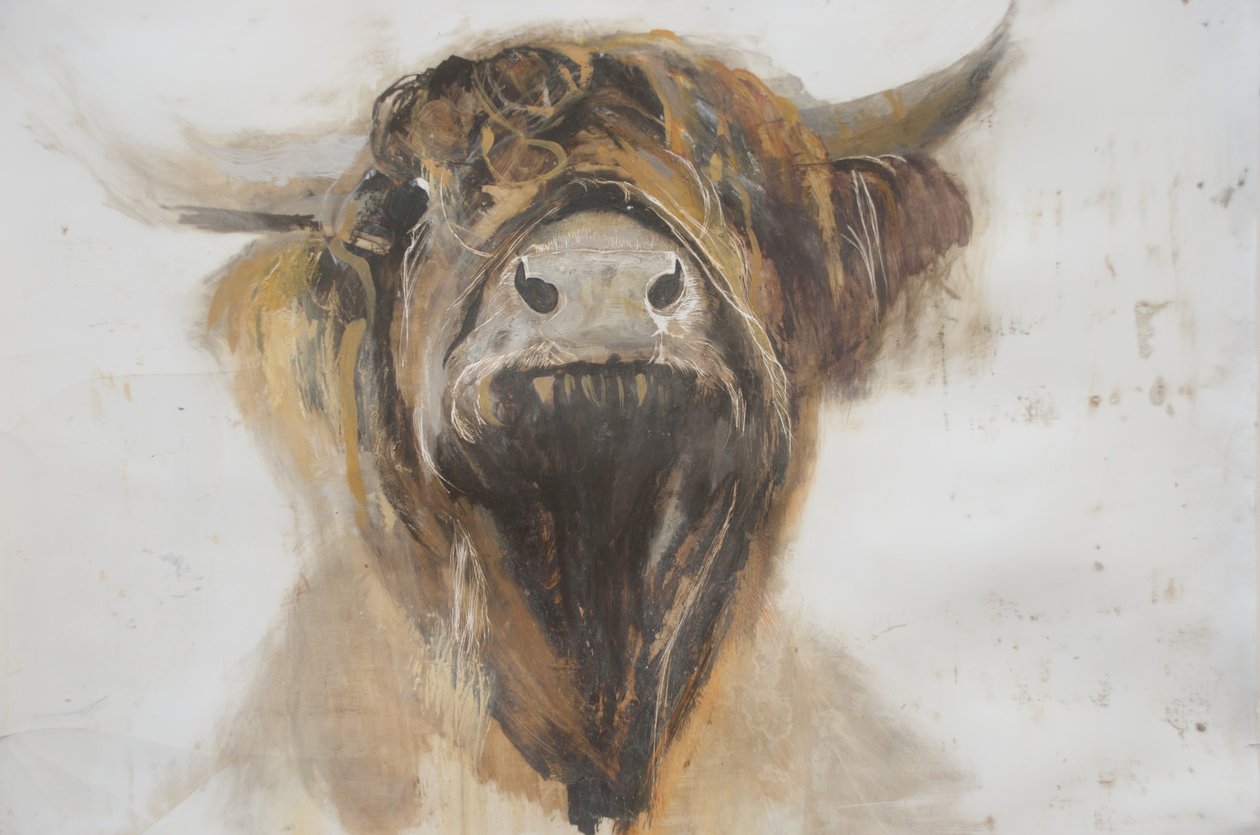Szent Tehén, 2016, (olaj, gesso, papír) alkotó: Lou Gibbs