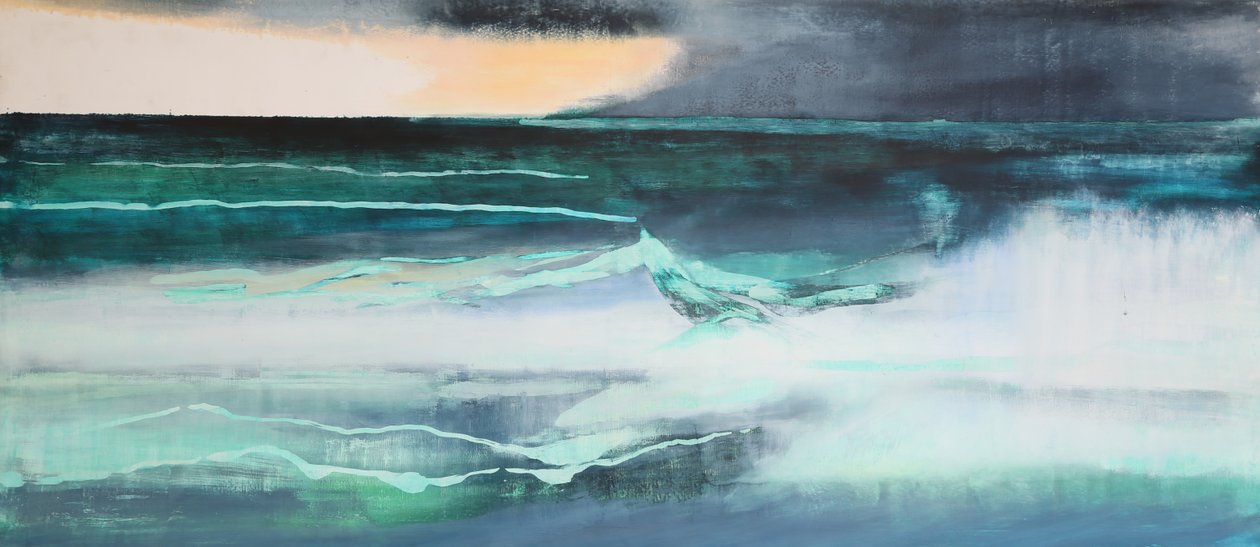Seascape, (olaj és sellak a gesso-n) alkotó: Lou Gibbs