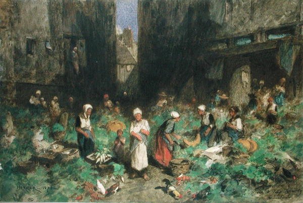 A zöldségpiac, 1872 (wc papíron) alkotó: Louis Adolphe Hervier