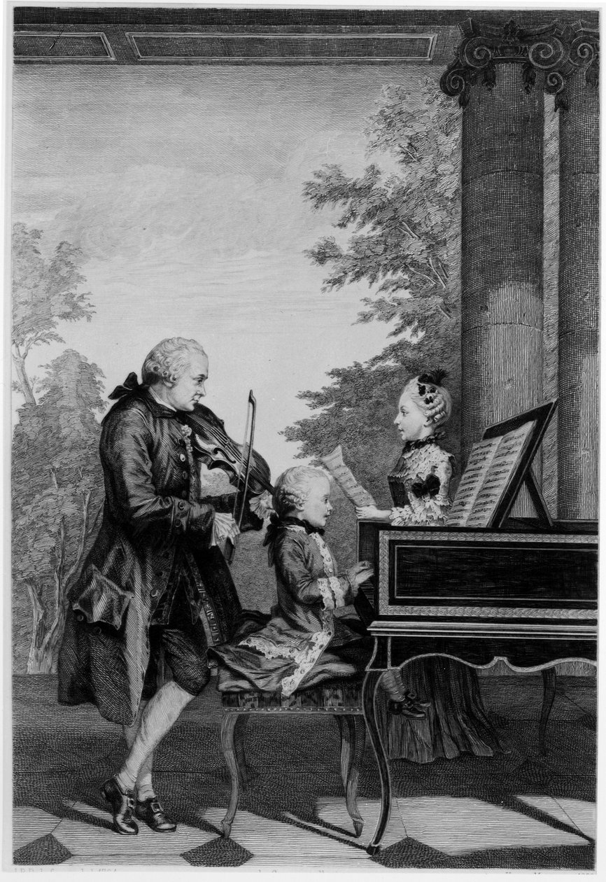Leopold Mozart (1719-87) és két gyermeke, Wolfgang Amadeus (1756-91) és Maria-Anna (Nannerl) (1751-1829) alkotó: Louis Carrogis dit Carmontelle