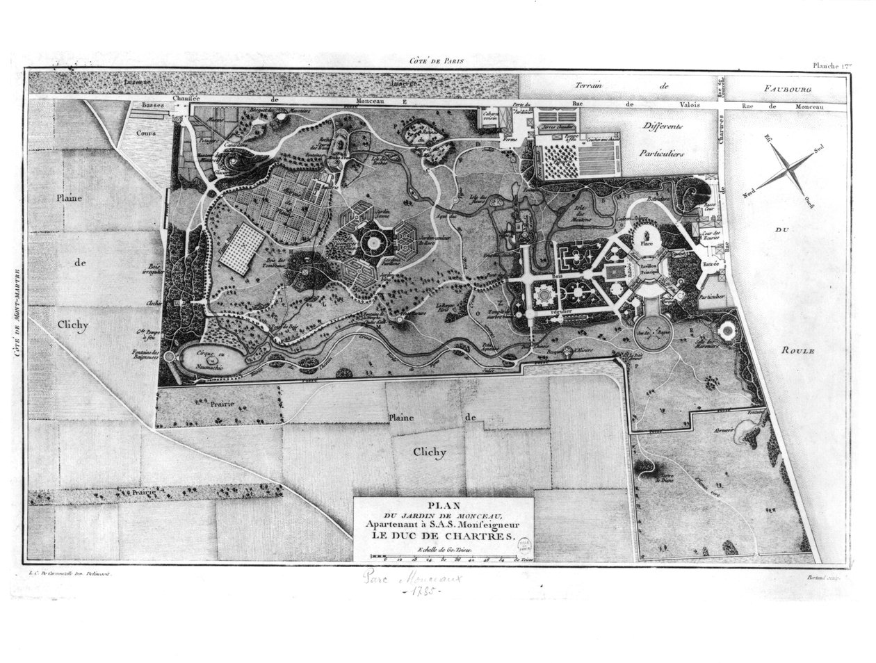 Chartres hercegének (1747-93) a párizsi Monceau park terve 1785 alkotó: Louis Carrogis dit Carmontelle