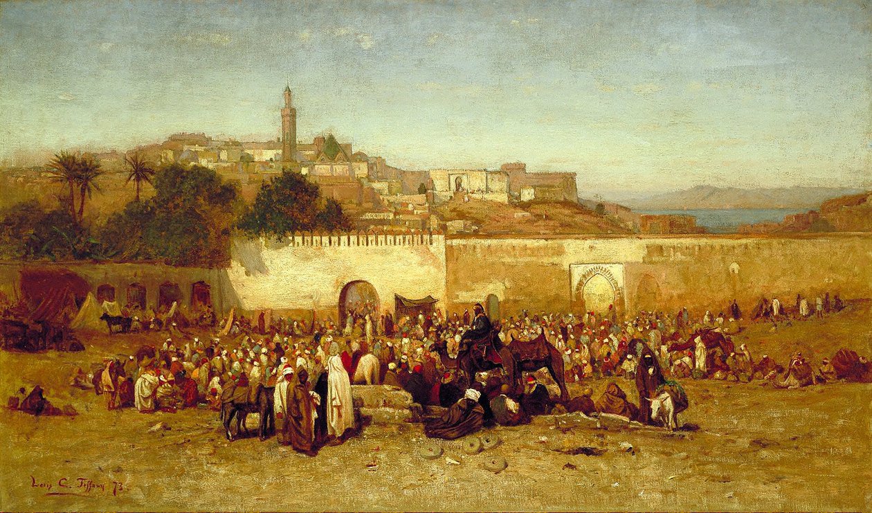 Piaci nap a marokkói Tangiers falain kívül alkotó: Louis Comfort Tiffany