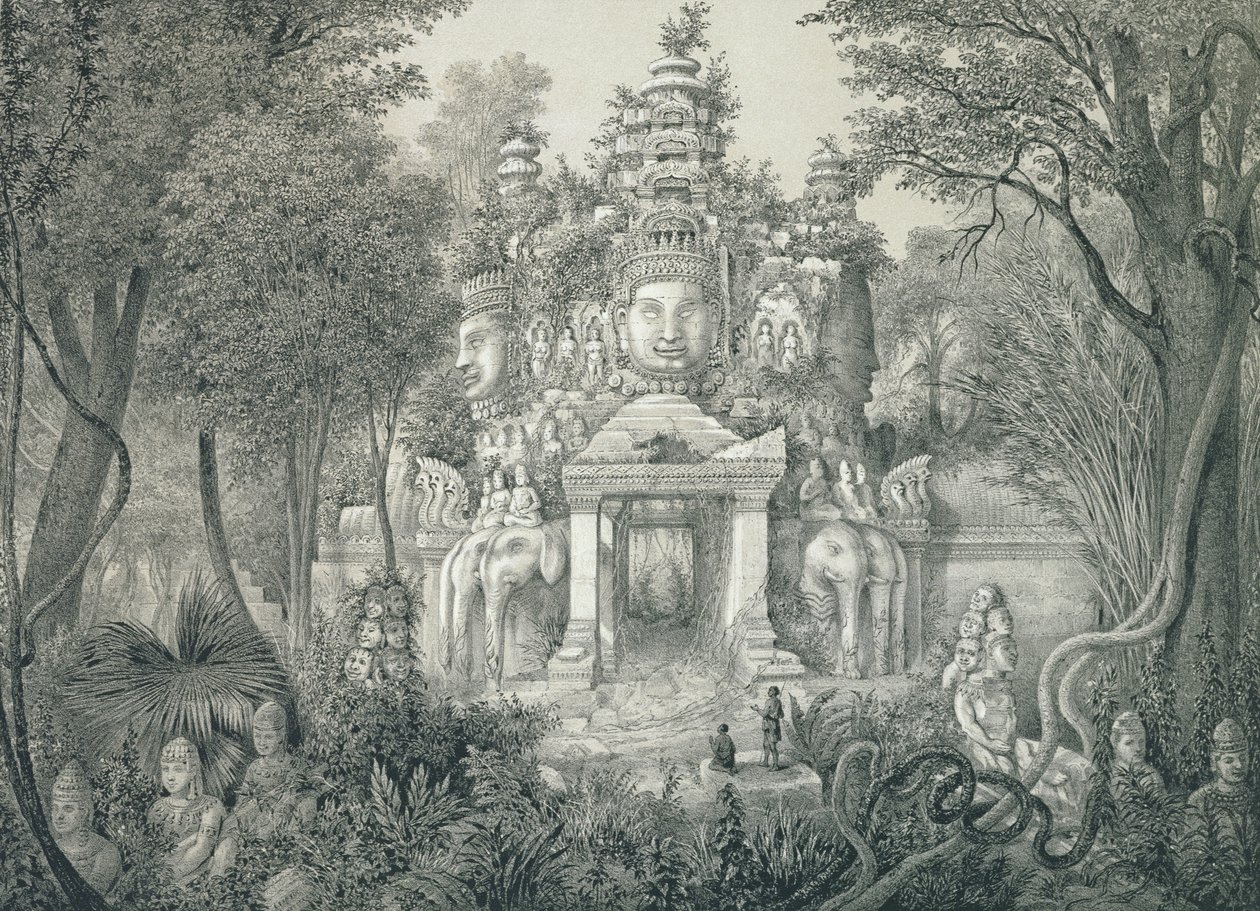 Egy portál Angkor Thomban, 1873 alkotó: Louis Delaporte