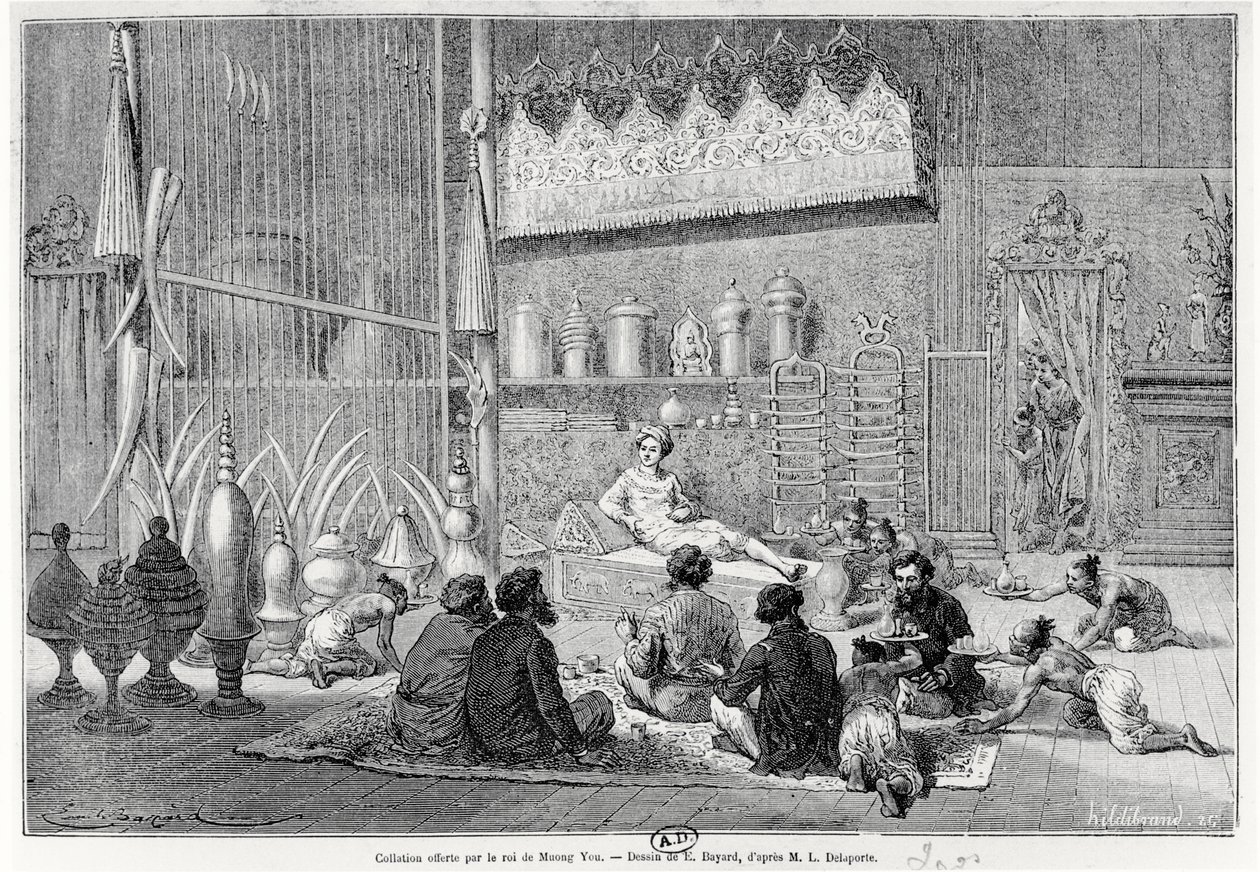 A Muong You király által felajánlott ételek, 1877 alkotó: Louis Delaporte