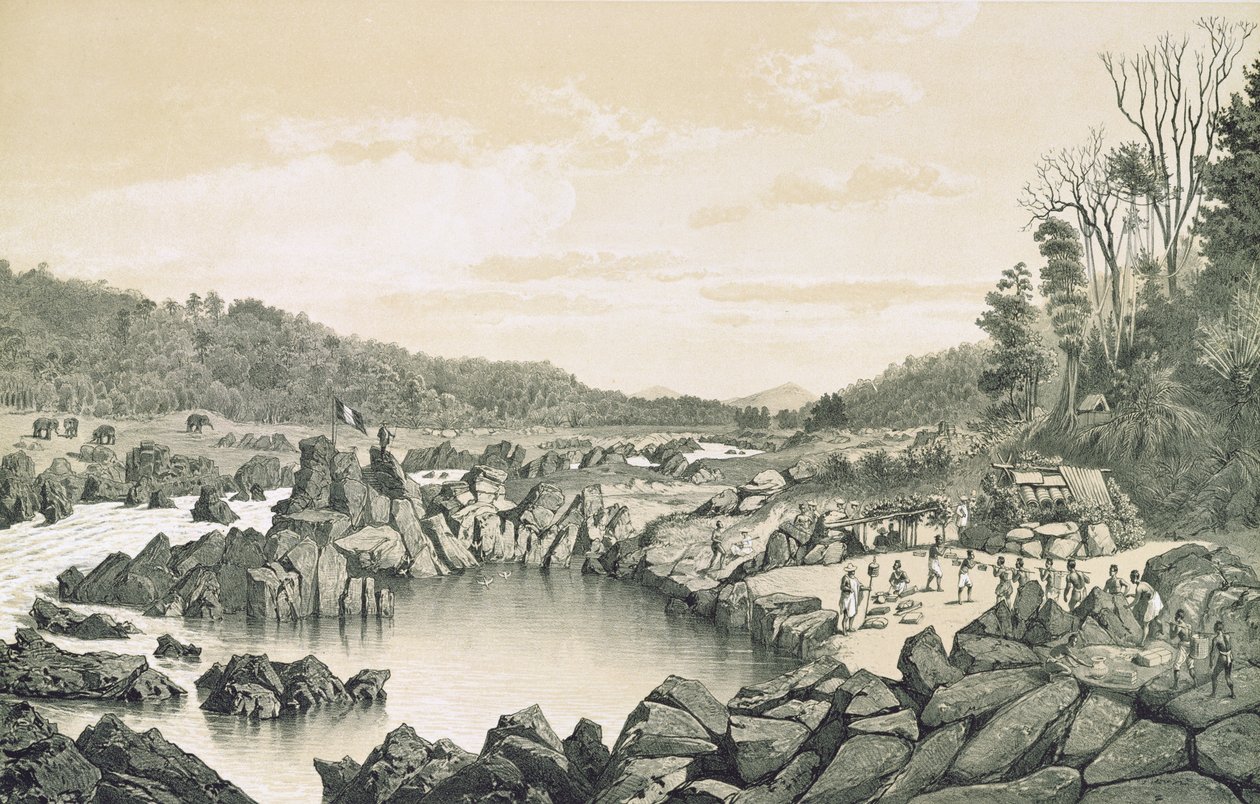 Francia tábor a Mekong folyó partján, Duodart de Lagree (1823-68) „Atlas du Voyage d
