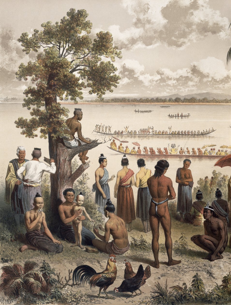 Pirogue versenyek a Bassac folyón, részlet Doudart de Lagree (1823-68) "Atlas du Voyage d