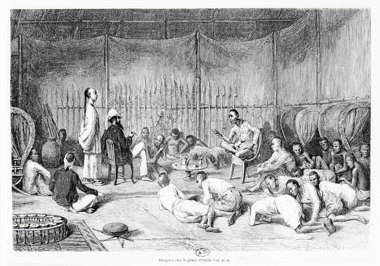 Oubon herceg fogadása, Laosz, 1877 alkotó: Louis Delaporte
