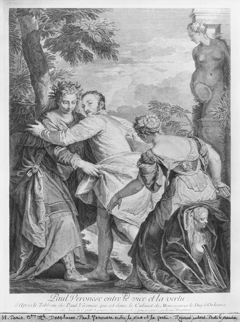 Veronese (Paolo Caliari) a bűn és az erény között, a művésznek a Cabinet de Monseigneur le Duc d