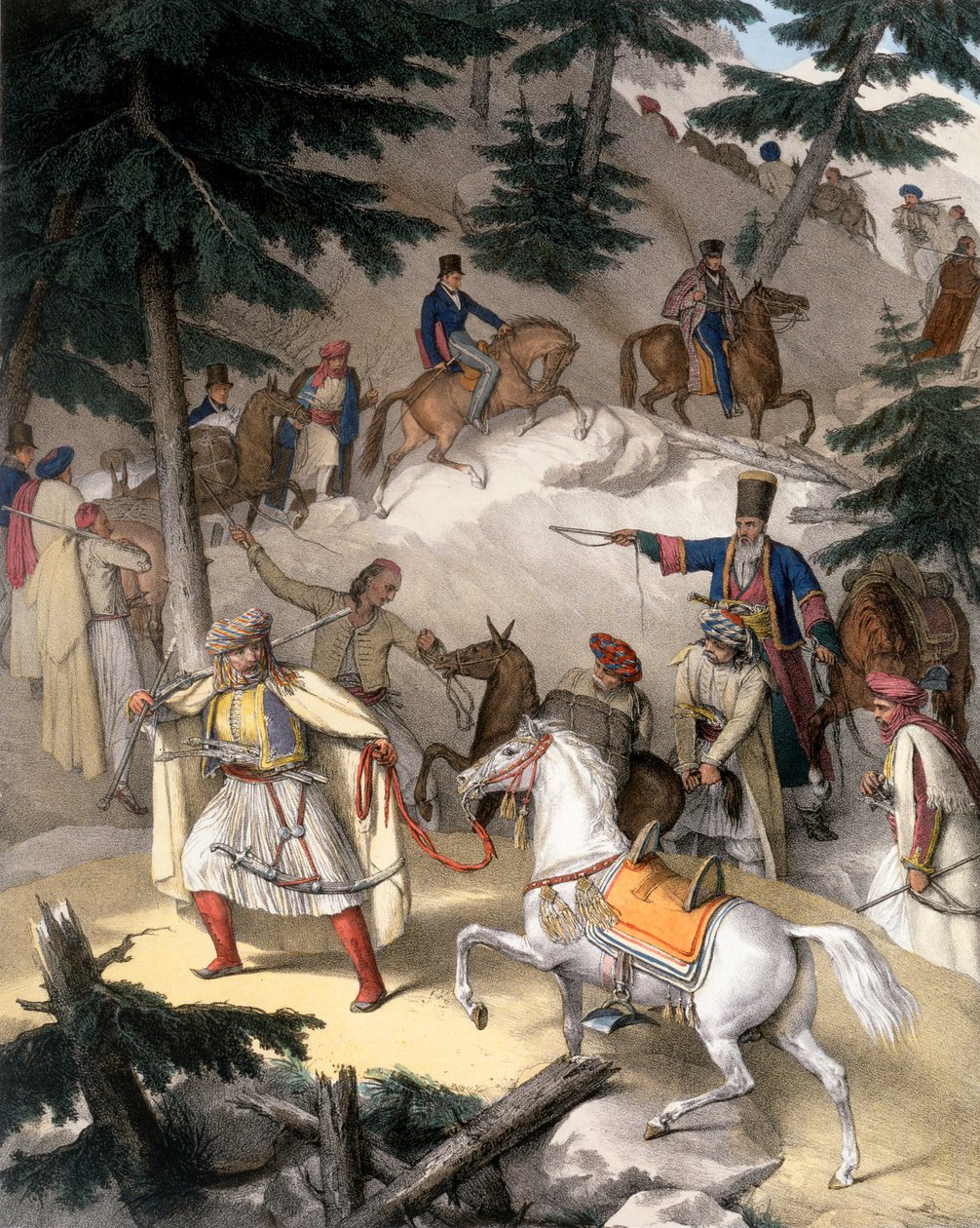Le Pinde - XI. tábla, Lemercier metszete az "Utazás Athén és Konstantinápoly között" című, Dupre által írt és illusztrált műből, 1828. alkotó: Louis Dupré