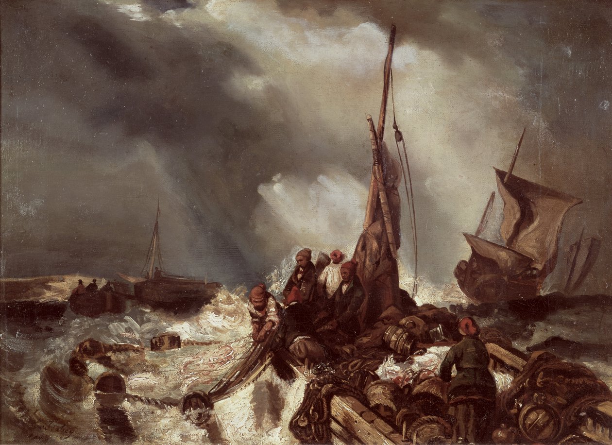 Hálót húzó halász, 1868 alkotó: Eugene Isabey