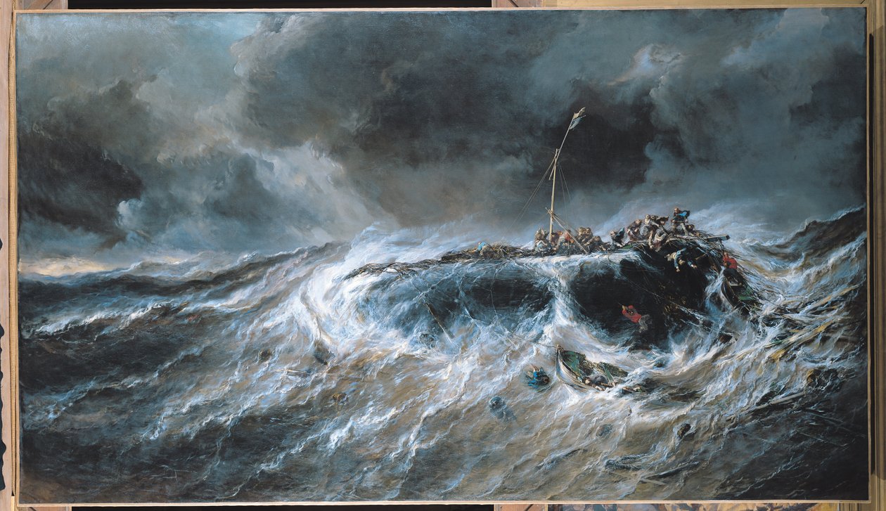 A Hárommester, The Emily hajótörése 1823-ban, 1865-ben alkotó: Eugene Isabey