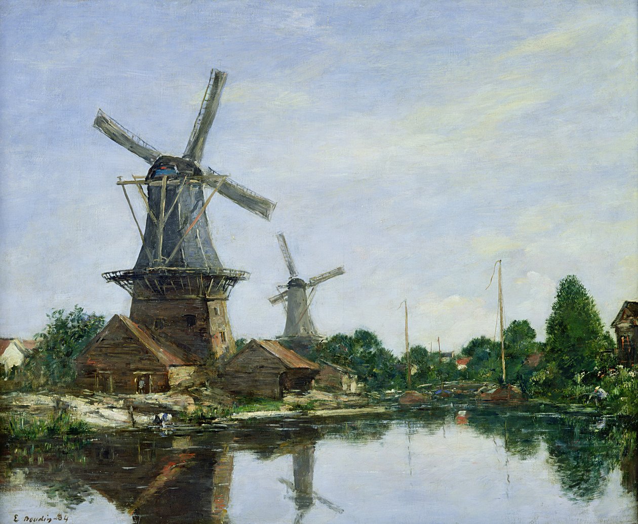 Holland szélmalmok, 1884 alkotó: Eugene Louis Boudin