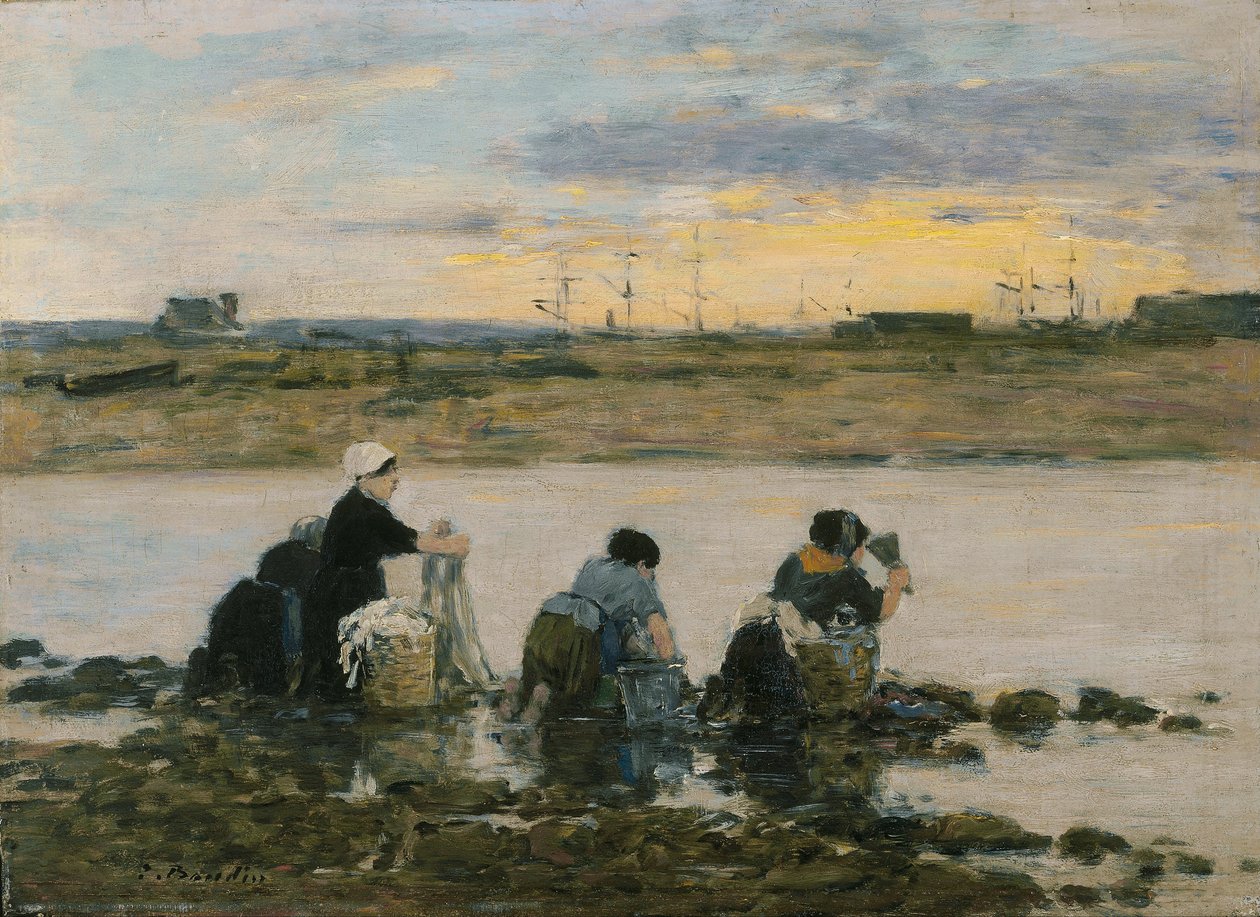 Mosónők a folyónál alkotó: Eugene Louis Boudin