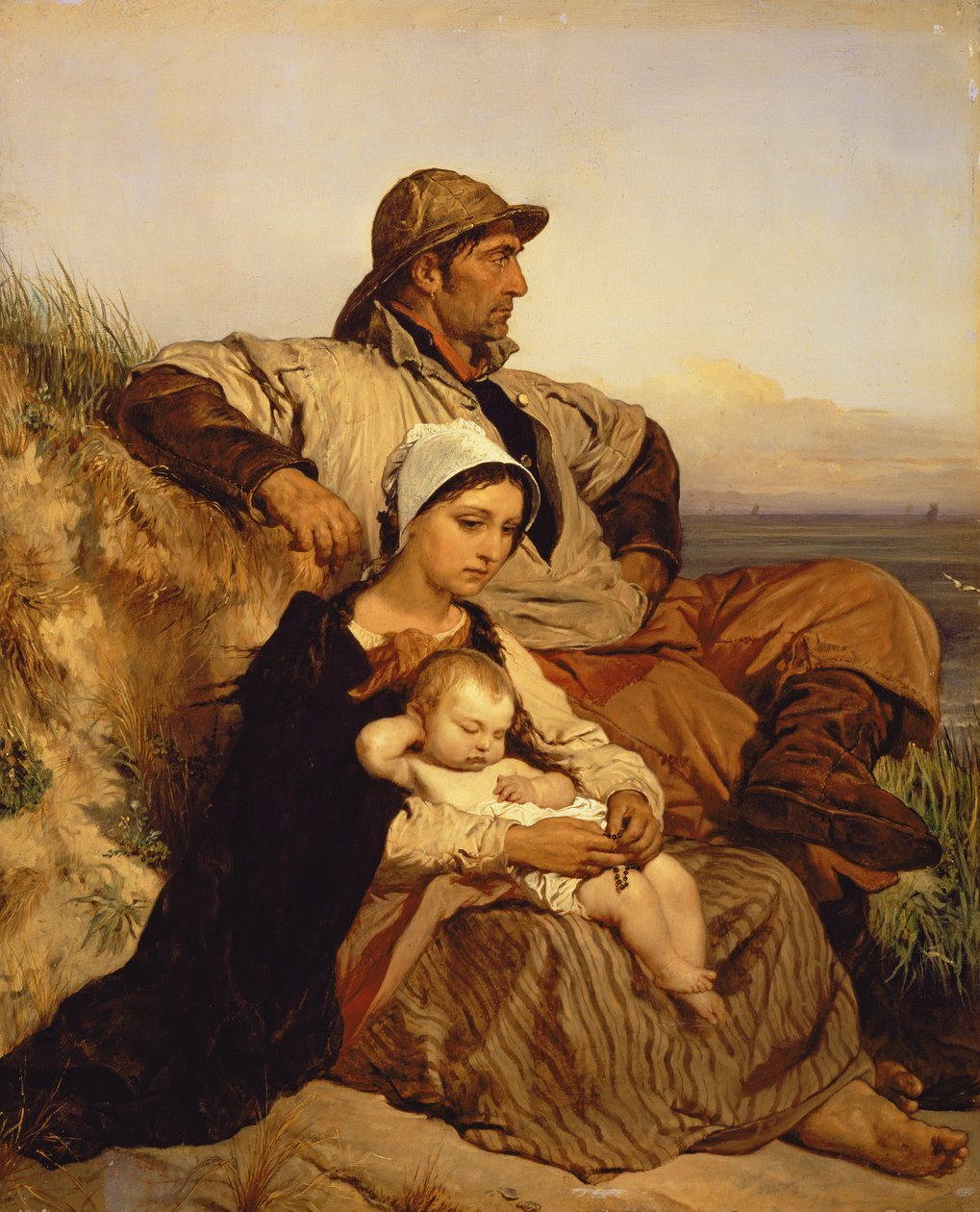 A halász családja, 1848 (panel) alkotó: Louis Gallait