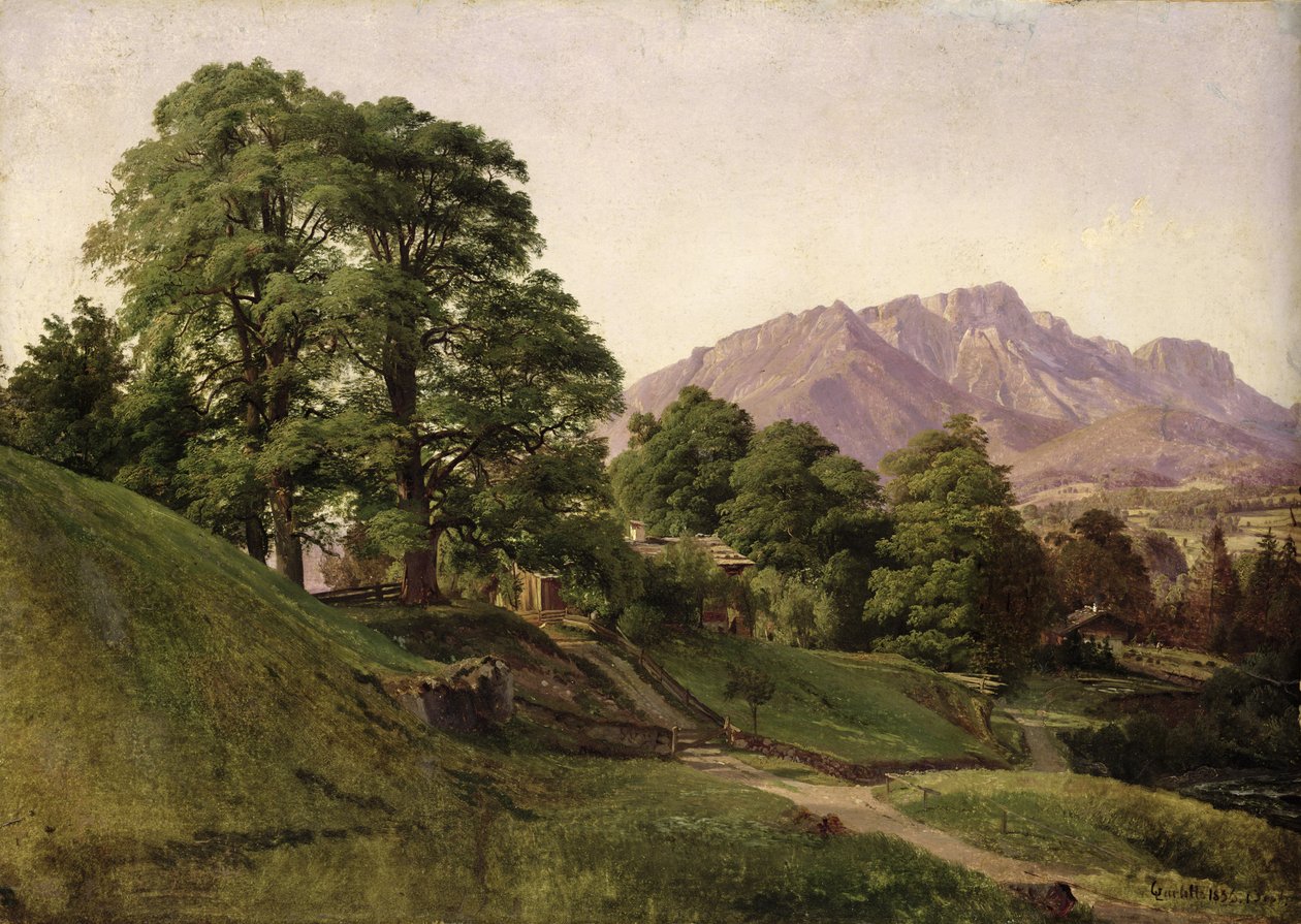 Táj Felső-Bajorországban, 1836 (olaj, papír, kártyára rögzítve) alkotó: Louis Gurlitt