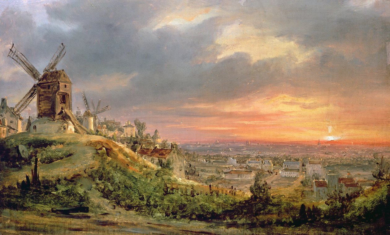 Kilátás a Butte Montmartre-ra, 1830 körül alkotó: Louis Jacques Mande Daguerre
