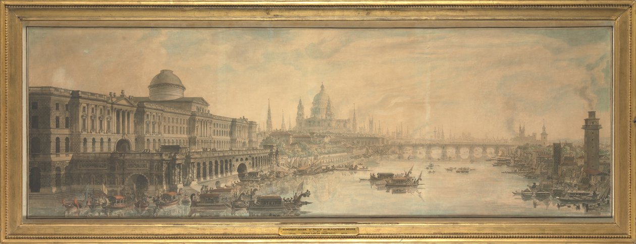 Somerset House, Saint Pauls székesegyház és Blackfriars Bridge alkotó: Louis Jean Desprez