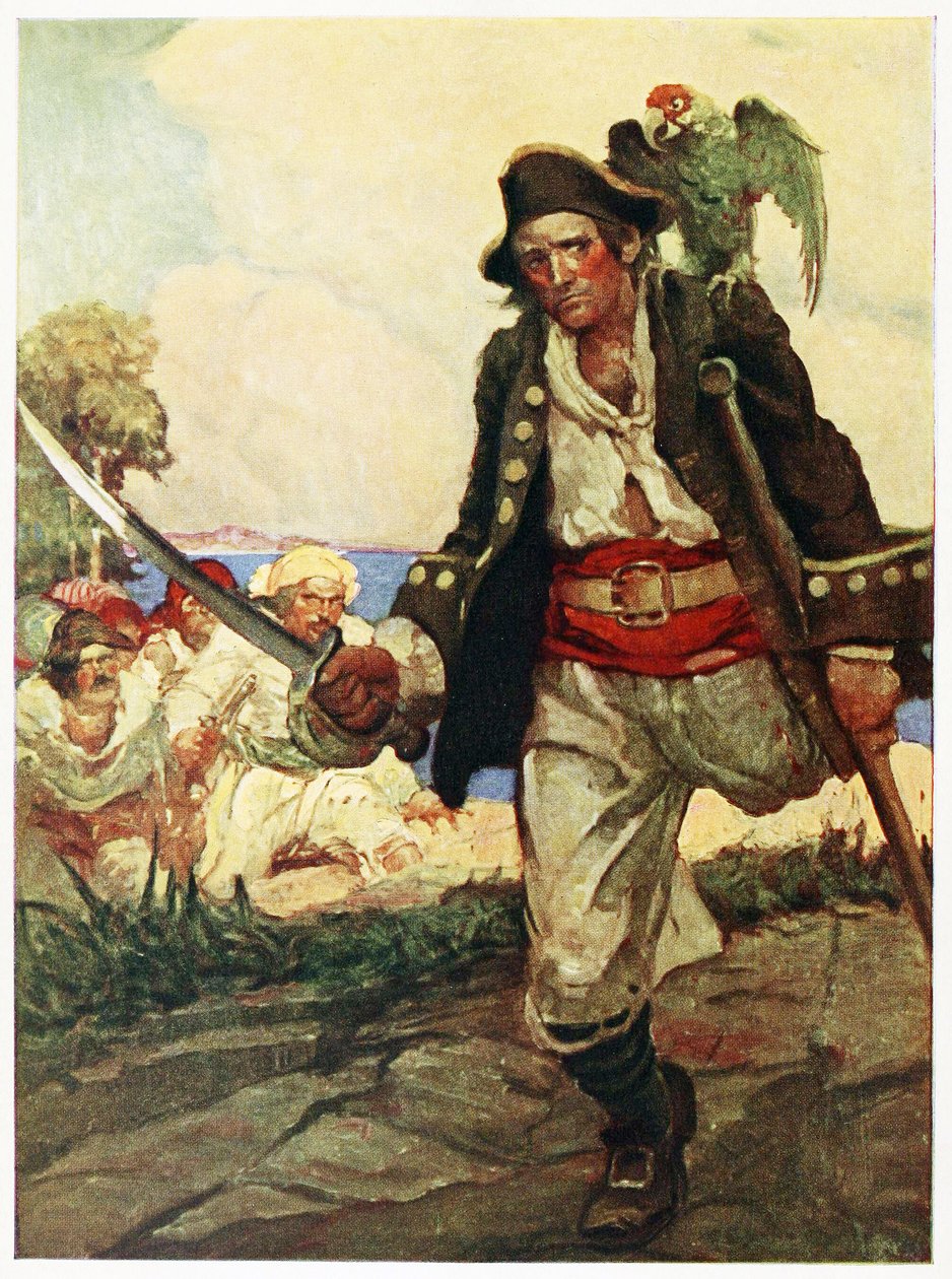 Frontispiece a Treasure Island pubból. 1915 (színes litoráfa) alkotó: Louis John Rhead