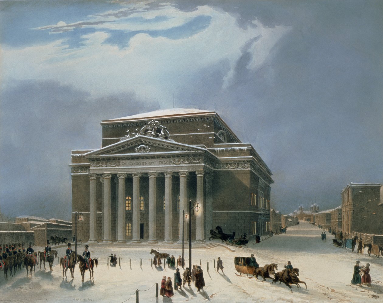 A moszkvai Bolsoj Színház, Lemercier nyomtatása, Párizs, 1840-es évek alkotó: Louis Jules Arnout