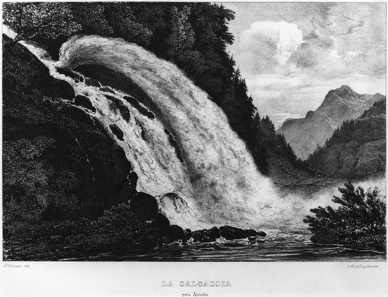 Kilátás a Calcaccia-vízesésre, 1831 alkotó: Louis Jules Frederic Villeneuve
