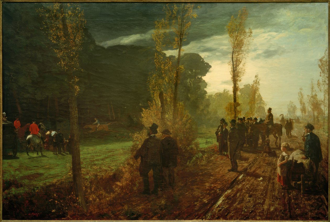 L. Kolitz, lóverseny Benrath közelében, a Rajnánál alkotó: Louis Kolitz