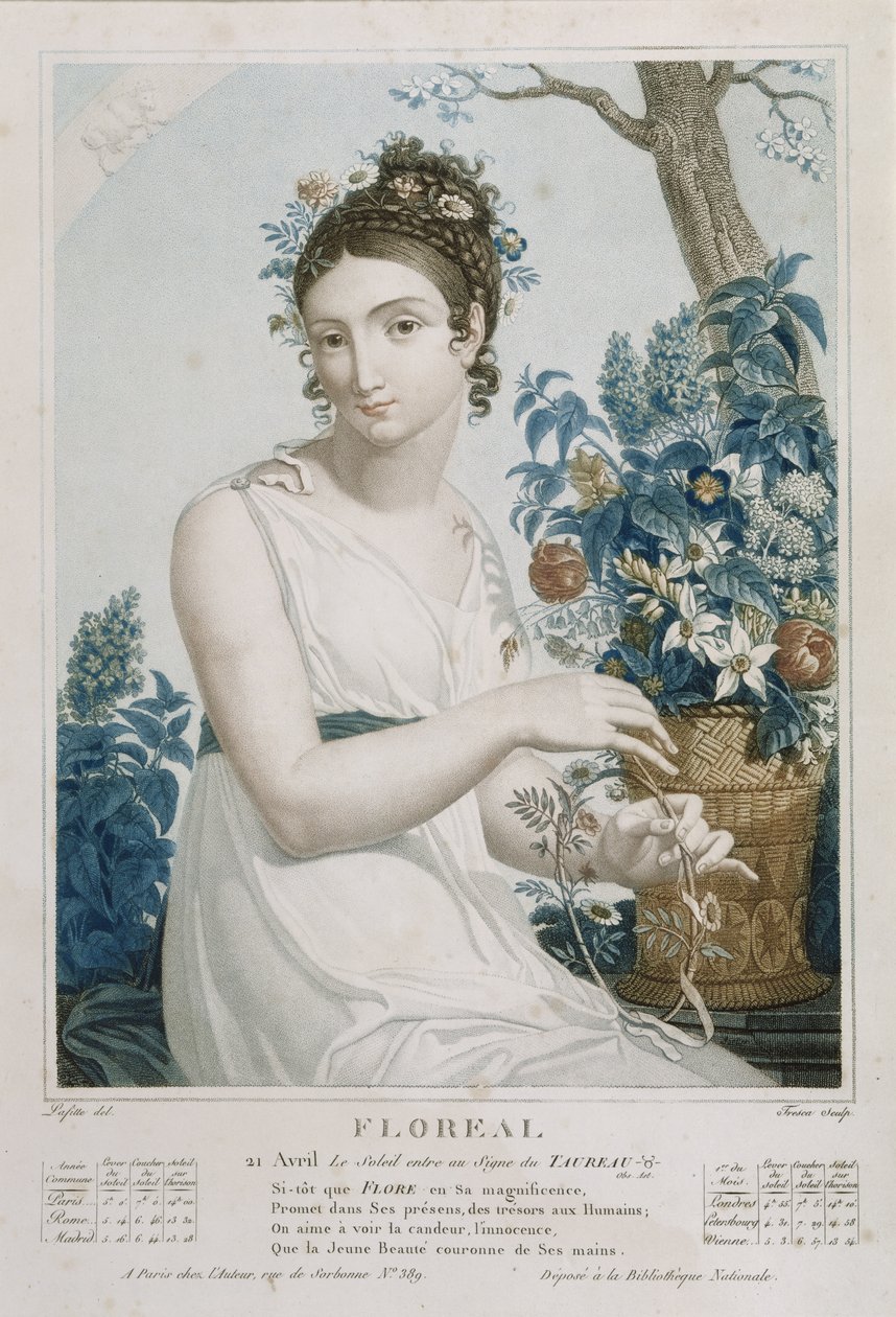 Floreal (április május), a köztársasági naptár nyolcadik hónapja, metszett Tresca, 1794 körül alkotó: Louis Lafitte