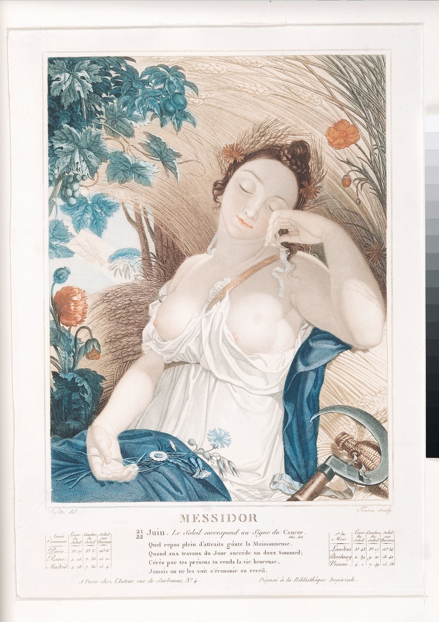 Messidor (június július), a köztársasági naptár tizedik hónapja, metszett Tresca, francia, 1794 körül alkotó: Louis Lafitte
