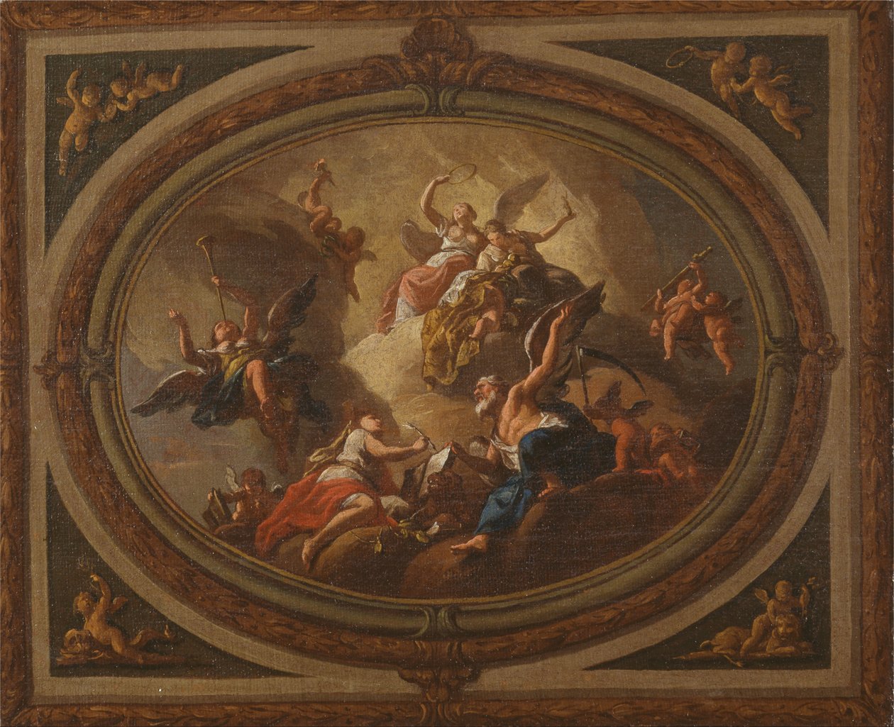 Vázlat ovális mennyezetre alkotó: Louis Laguerre
