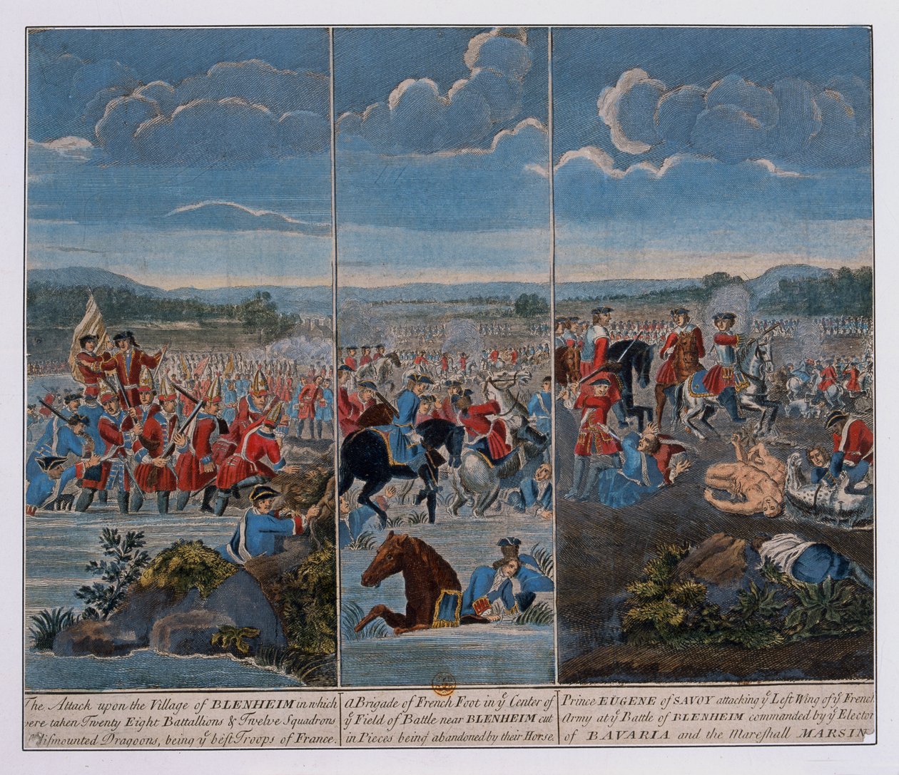 Három tábla, amely a blenheimi csatát ábrázolja, 1765 körül alkotó: Louis Laguerre