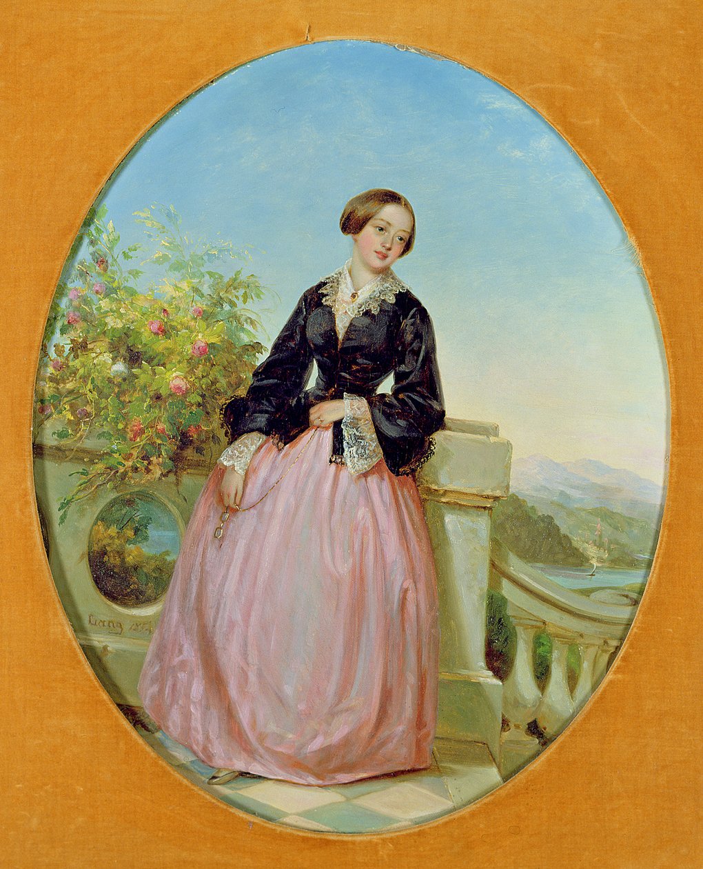 Fiatal nő az erkélyen, 1854 alkotó: Louis Lang