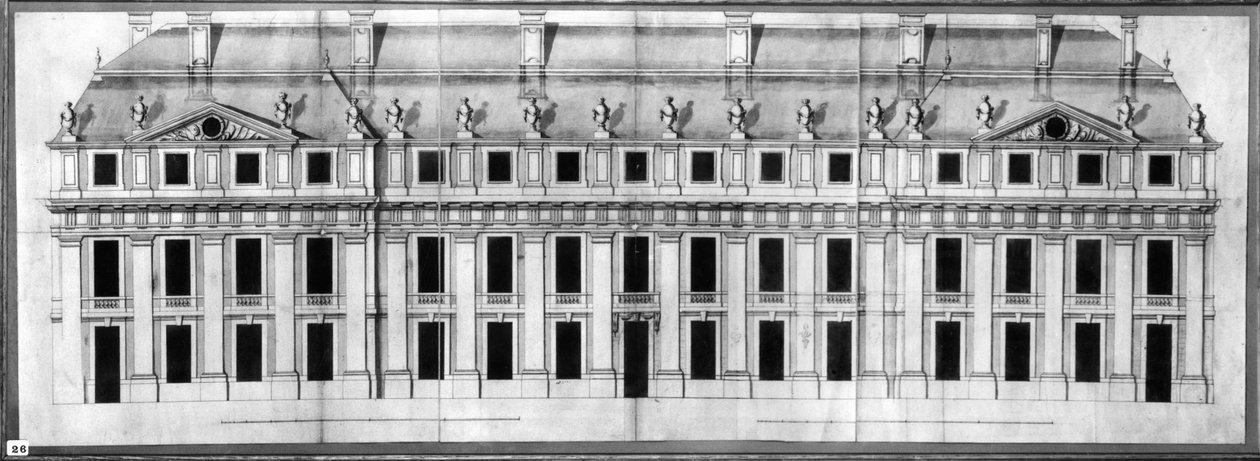 Chateau de Vincennes: (toll, tinta és tus, mosás, papír) alkotó: Louis Le Vau