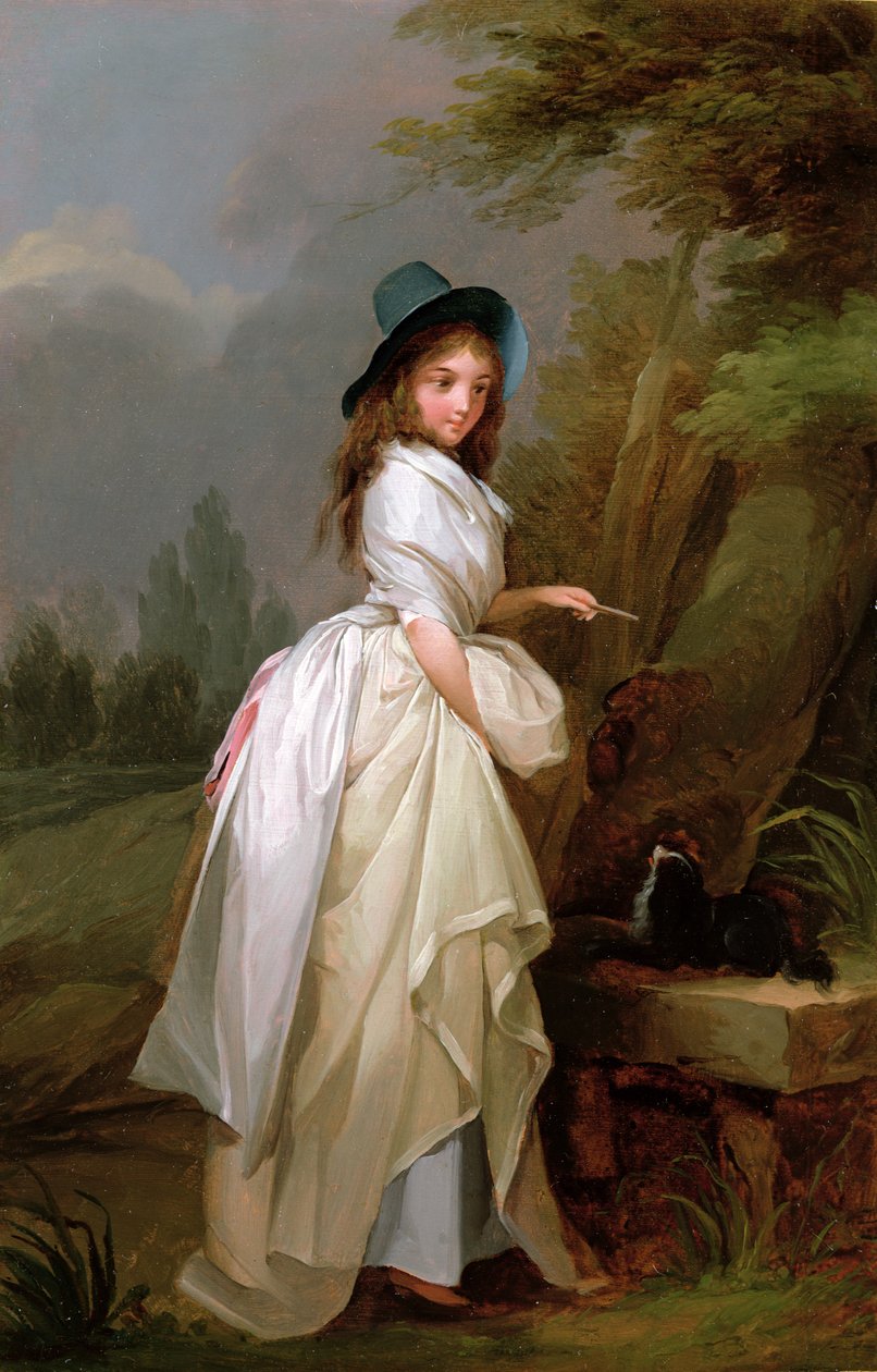 Egy fiatal nő egy fát ír alkotó: Louis Leopold Boilly