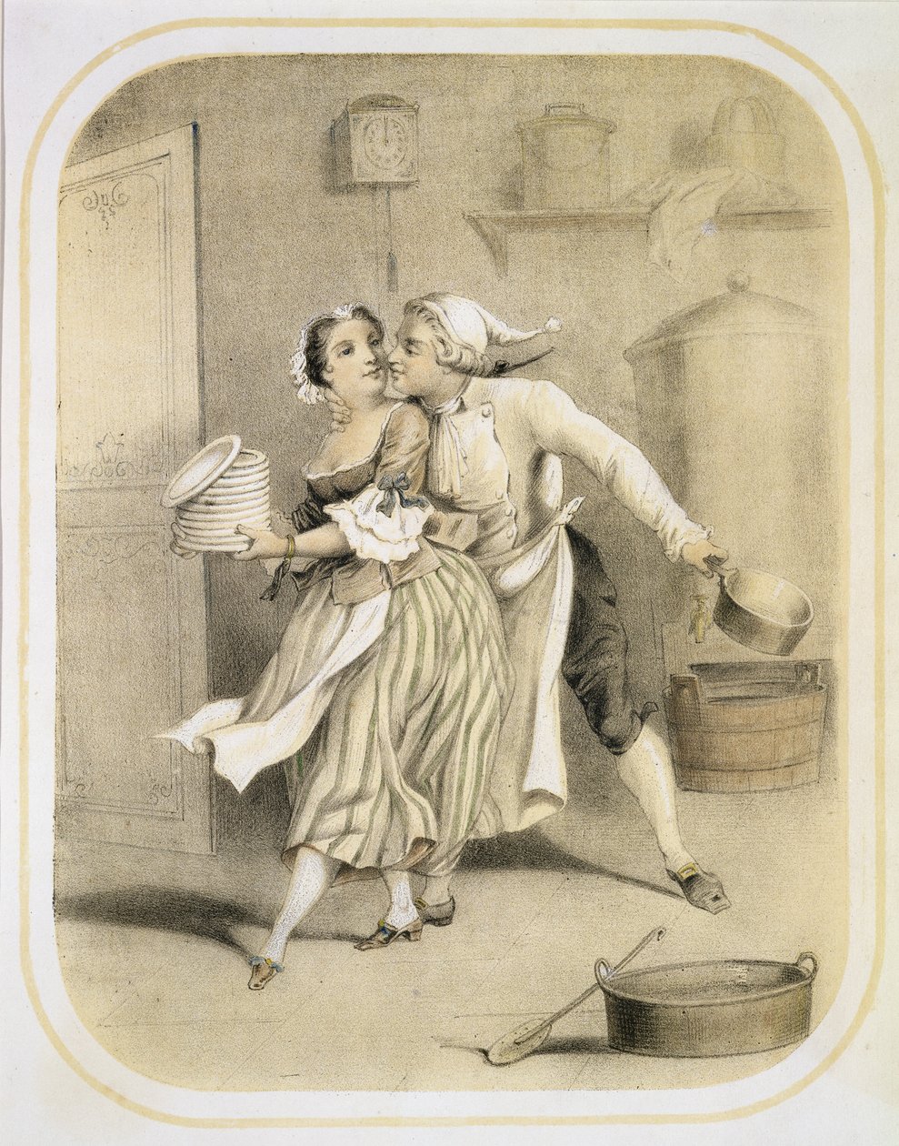 Vágy a konyhában, a hét halálos bűnt ábrázoló nyomatsorozatból, 1850 körül alkotó: Louis Leopold Boilly