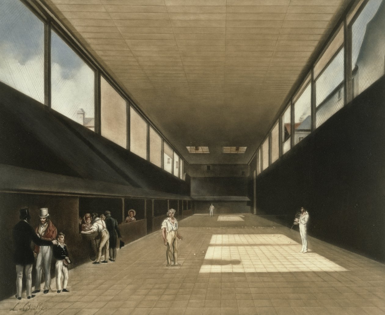 A versailles-i teniszpálya, Lawrence Josset metszete, kocsma. 1976 alkotó: Louis Leopold Boilly